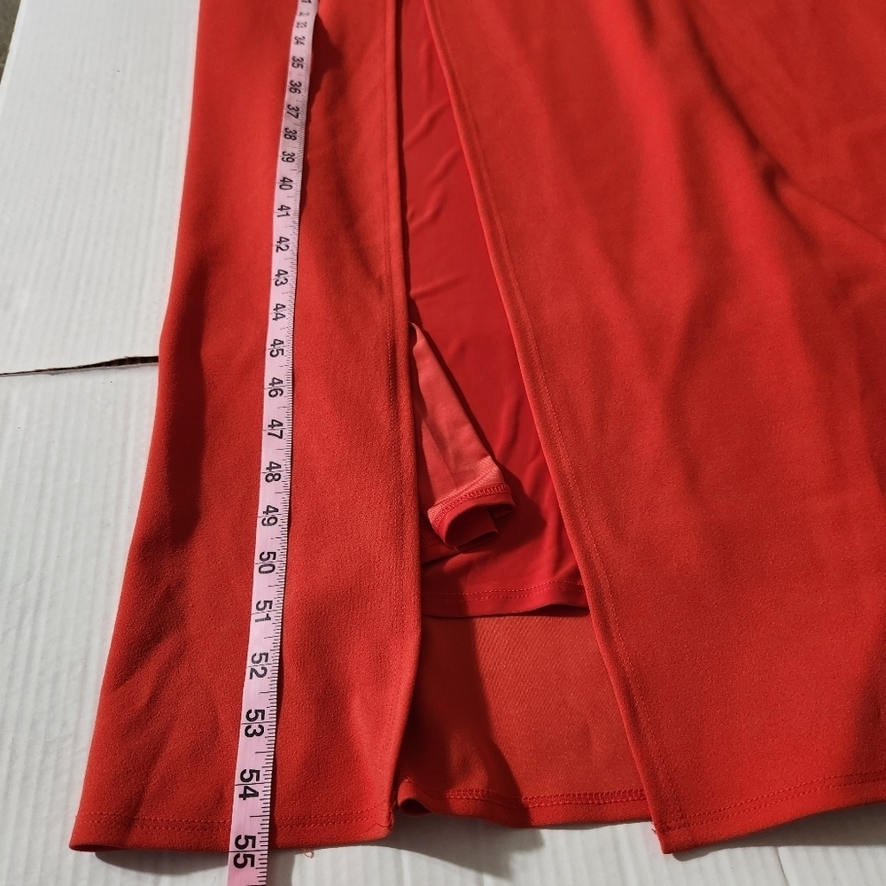 ABS Allen Schwartz Dress Gown Evening Red Deep V-Neck Knit Sleeveless Plus 24 - Picture 12 of 14